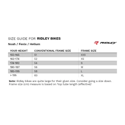 Ridley Noah Aero+ Disc - 58/L - Road Bike -Racercykler Elegant Butik Ridley Noah Fenix Helium size chart 8f1dd630 0243 45ac 9f25 33571af3b26d